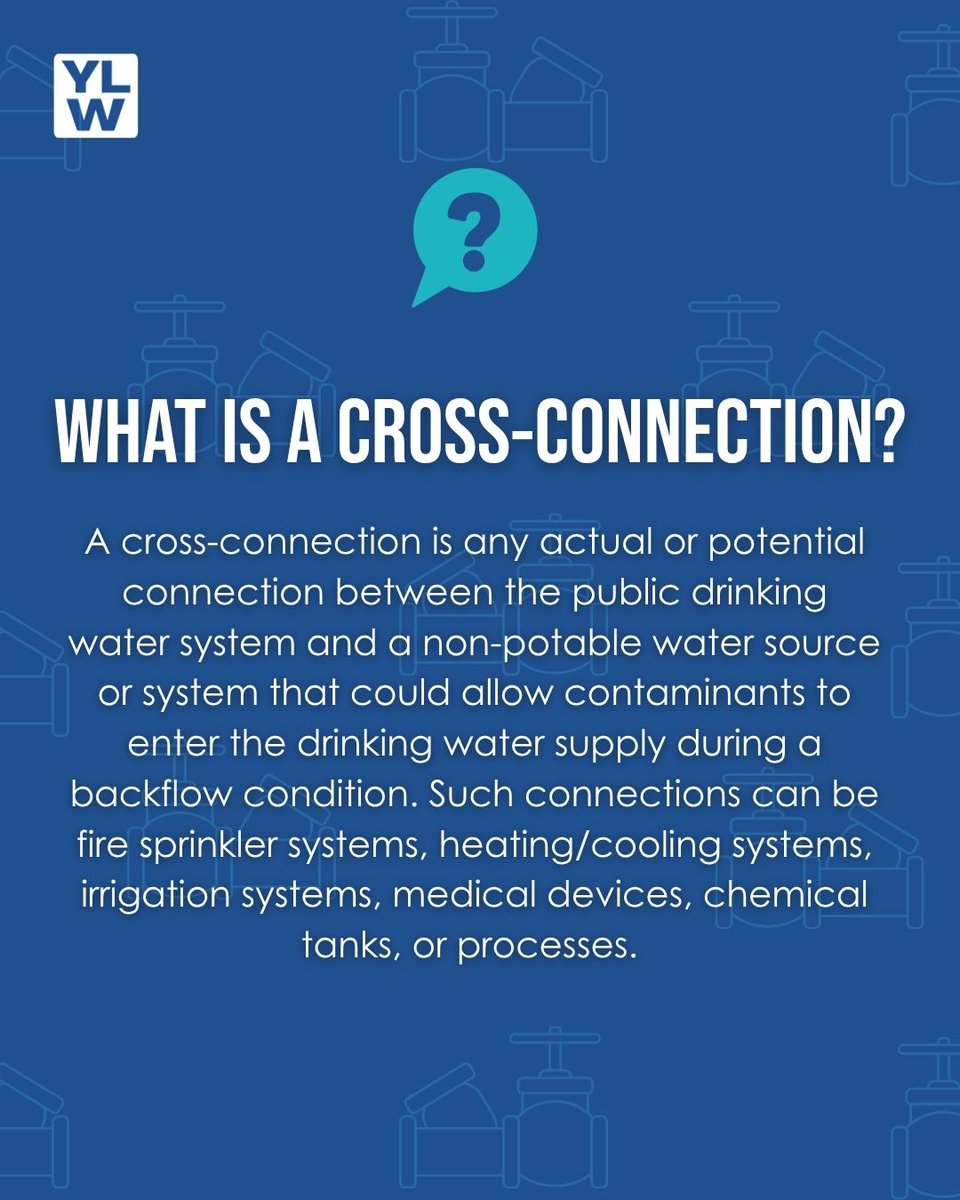 YLWD's tweet photo. 🚰 Backflow Prevention = Protecting Our Drinking Water!

💧 Protects public health
🏠 Safeguards homes, schools &amp; businesses
🔧 Requires regular testing &amp; maintenance
 
Learn more about our Backflow Prevention Program by visiting https://t.co/KJZiL7m5e9. 🔗 https://t.co/sDfLZJTuV3