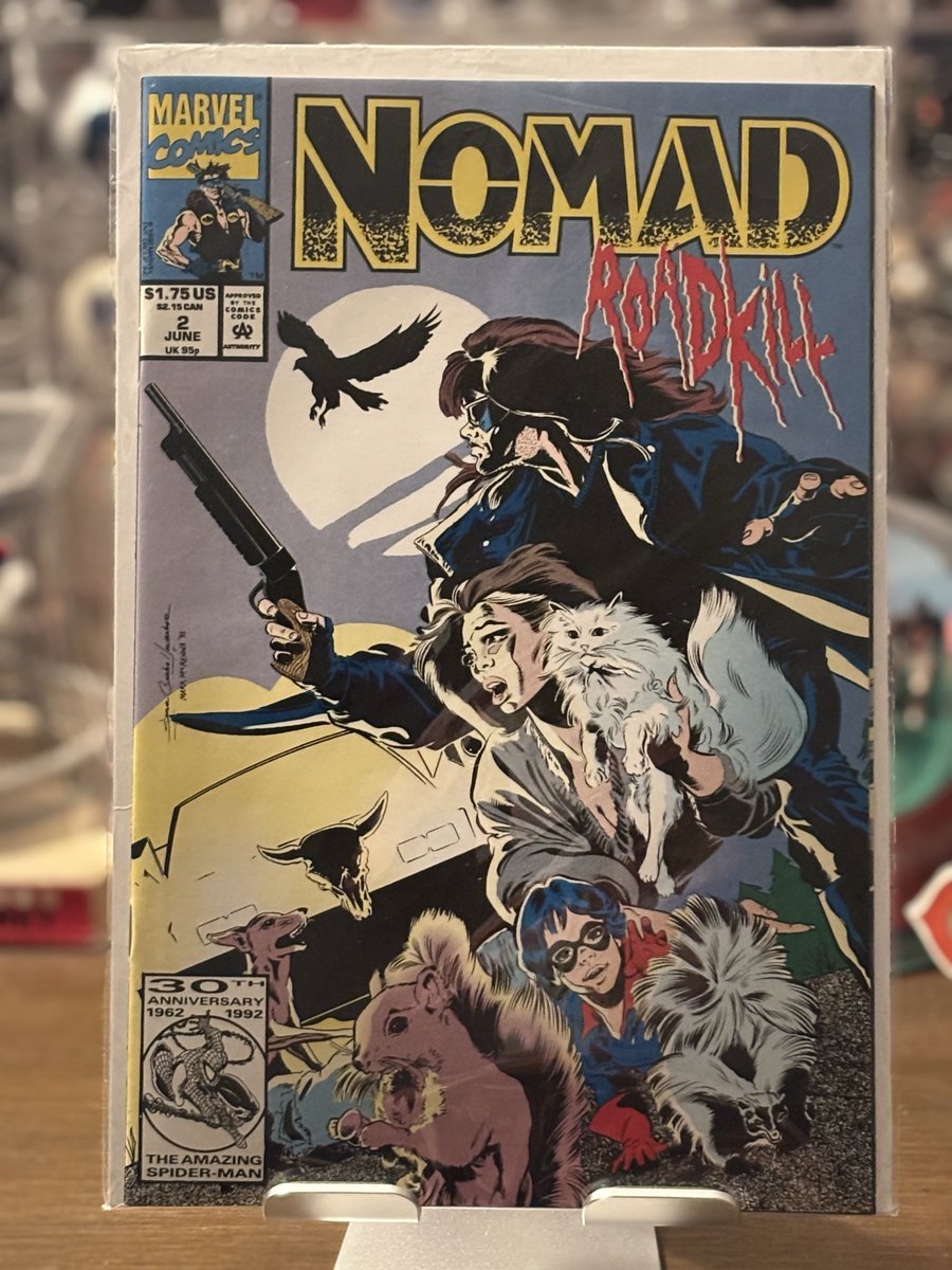 CanaDaBear1701's tweet photo. Random pull from a random (easily accessible) longbox.
Published and purchased 34 years ago, it's the first 4 issues of Marvel's "Nomad" (1992) series written by Fabian Nicieza with very nice art by Samuel Clarke Hawbaker, Mark McKenna and Pat Olliffe
#MyComics https://t.co/t19vPDpHj3