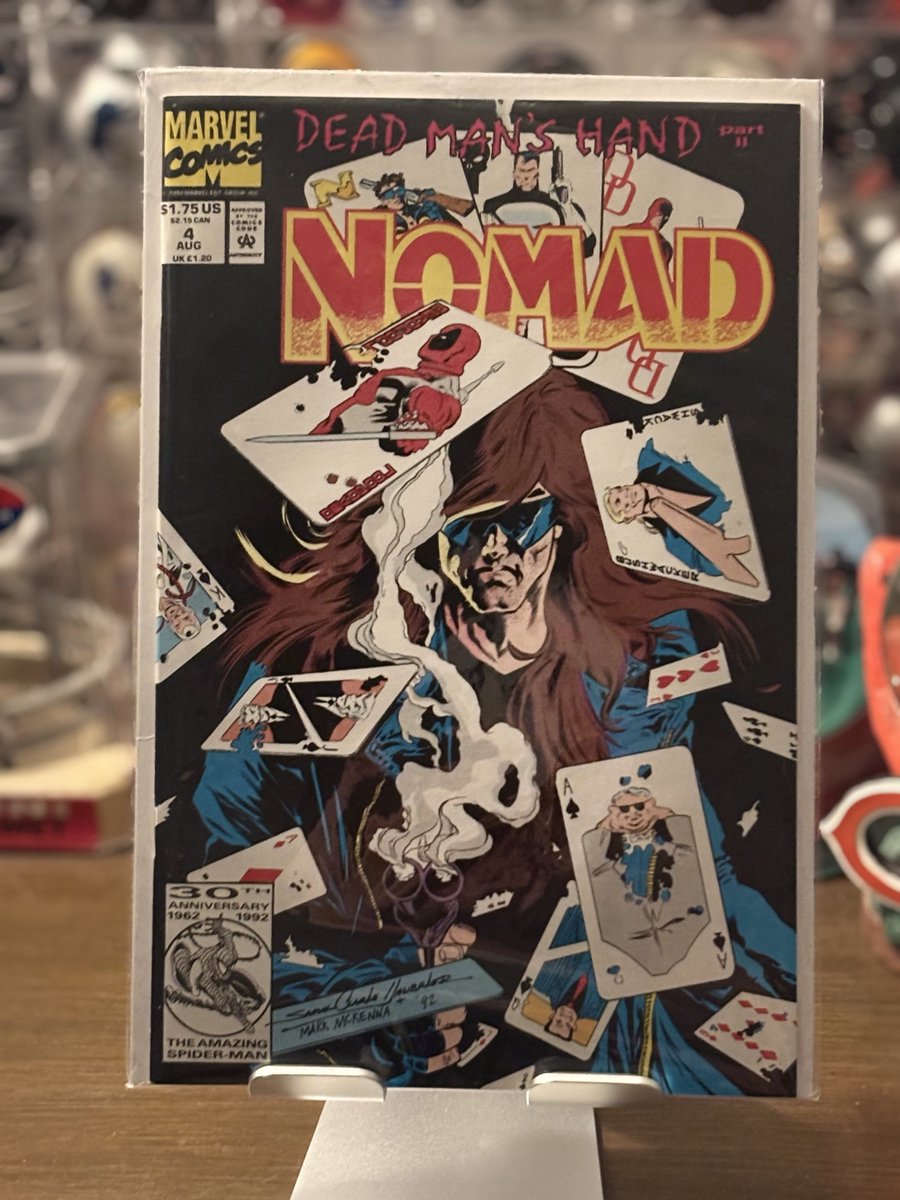 CanaDaBear1701's tweet photo. Random pull from a random (easily accessible) longbox.
Published and purchased 34 years ago, it's the first 4 issues of Marvel's "Nomad" (1992) series written by Fabian Nicieza with very nice art by Samuel Clarke Hawbaker, Mark McKenna and Pat Olliffe
#MyComics https://t.co/t19vPDpHj3