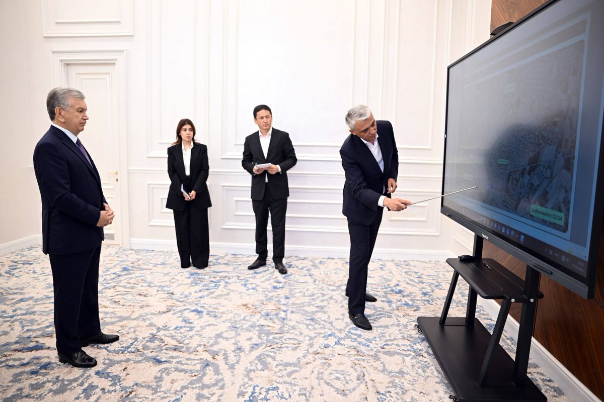 president_uz's tweet photo. President Shavkat Mirziyoyev was presented with a project to develop a new international tourist town in Khiva.

The complex is expected to combine historical heritage with modern urban planning, offer new routes and services for visitors, and create thousands of new jobs. https://t.co/Q92pJasESE