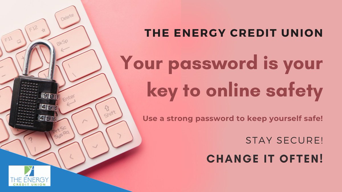 thecreditunion's tweet photo. The Energy CU recommends members change their passwords often. Do not reuse any passwords or use the same or similar passwords for different accounts. This also includes passwords for Interac e-Transfer®.  Questions? Give us a call at 416-238-5606 ext. 0 to ease your mind! https://t.co/d6zLD0DqZa