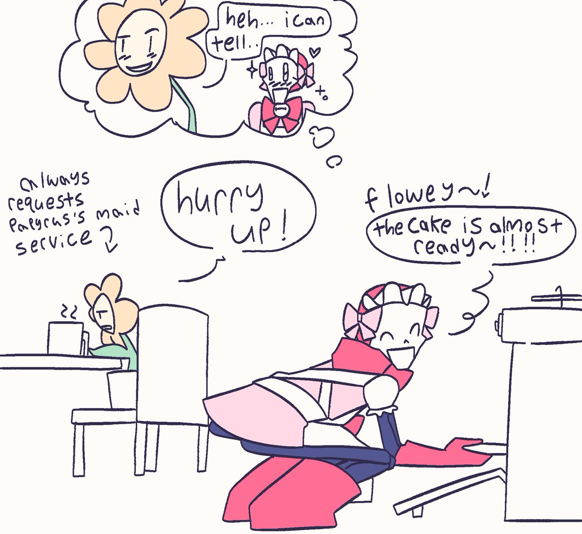 Orangefizziez's tweet photo. Undermaid.... Maidtale... Idk, is this already a thing? #utmv #nyehctar #sansby https://t.co/xrfzP4Du5S