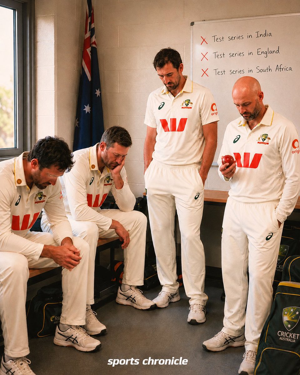 SportsChronix's tweet photo. Starc, Cummins, Lyon &amp; Hazlewood — a legendary Australian bowling quartet. 🇦🇺

They’ve dominated world cricket for years, but some overseas Test series wins are still missing from their legacy.

Can they finish the job together? 👀🏏
 
|#Australia | #TestCricket | 
|@CricketAus | https://t.co/9TuQRqESjT