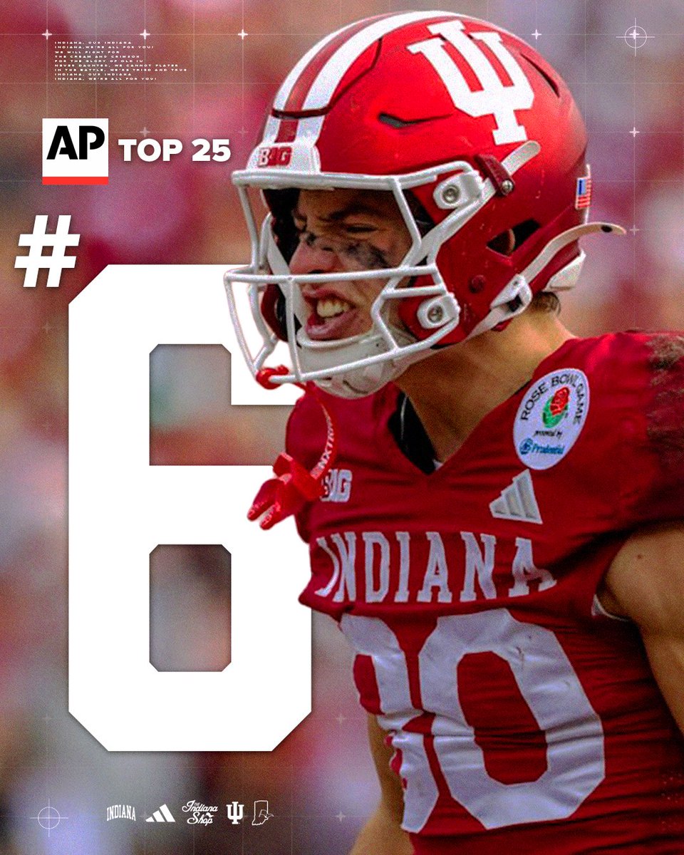 theindianashop's tweet photo. AP Poll 🤝 Coaches Poll
Indiana is ranked 6th to start the year! 💪 #iufb https://t.co/tLjlTfGgAC
