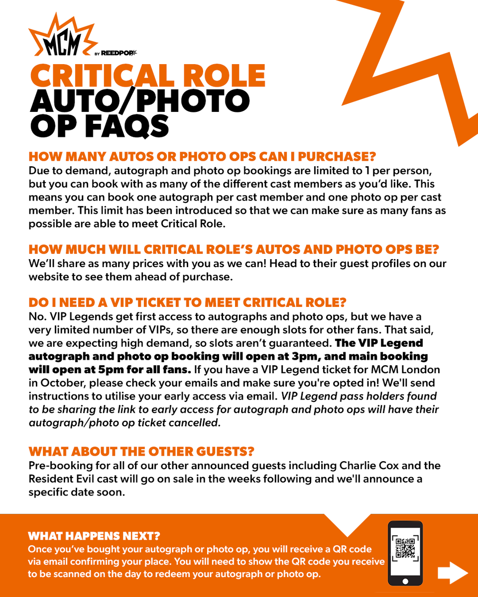 MCMComicCon's tweet photo. Critical Role autograph and photo op news! 🚨 
 
Mark your diaries! Matthew Mercer, Laura Bailey, Ashley Johnson, Liam O'Brien, Travis Willingham, Taliesin Jaffe, Marisha Ray, and Sam Riegel autographs and photo ops go on sale on 1 September. https://t.co/ywYfkyFWKl