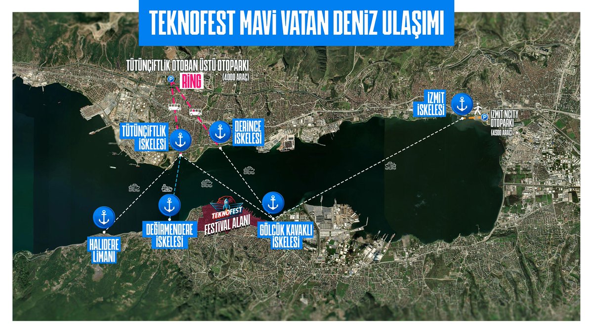 Selcuk's tweet photo. #TeknofestMaviVatan festival alanına ücretsiz ring otobüslerimiz ve deniz seferlerimizle ulaşabilirsiniz.

Ailece bekliyoruz.

⚓️ 20-23 Ağustos 2026 | Gölcük Tersanesi Komutanlığı
🎟️ Ziyaretçi Kaydı ➜ https://t.co/mq8JwoiW0m https://t.co/4BIYvk2dN6