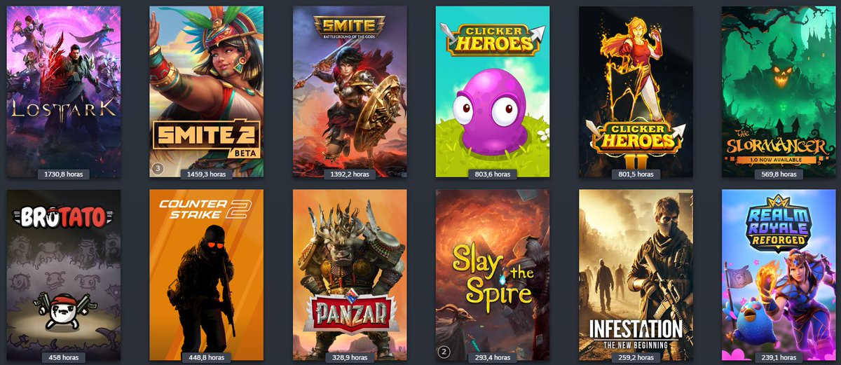 Warchiwar's tweet photo. -Ve a tu Steam  
-Abre tu biblioteca  
-Ordena por horas de juego

Y pocas horas son en general porque solia jugar a los juegos en su launcher original como smite y otros de battle net https://t.co/JysA9I8C5Y