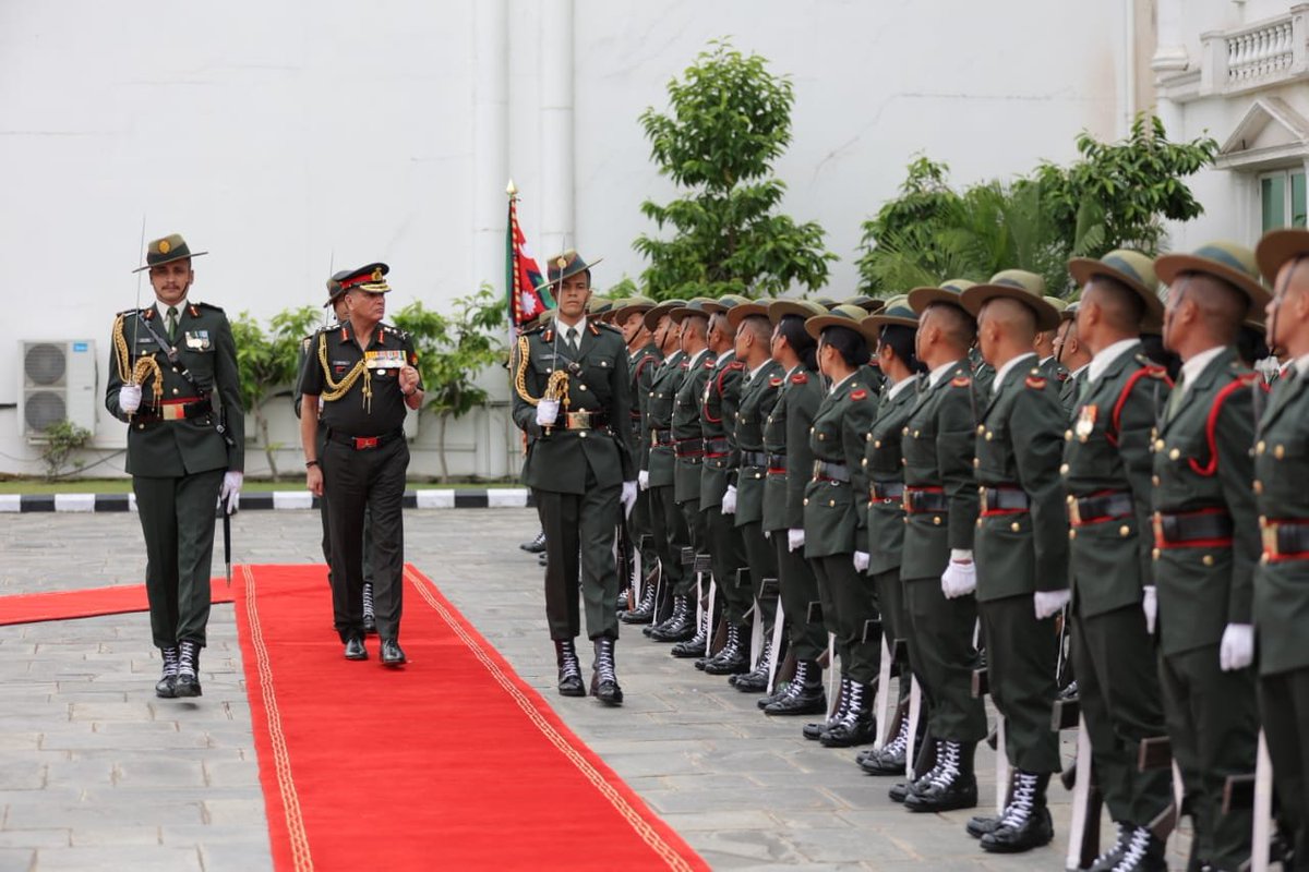 adgpi's tweet photo. Strengthening India–Nepal Friendship 🇮🇳🇳🇵

#GeneralDhirajSeth, #COAS, during his ongoing official visit to #Nepal, in a solemn ceremony, paid tribute by laying a wreath at #Tundikhel and reviewed a ceremonial Guard of Honour at the #NepaliArmy Headquarters.

The #COAS called on General Ashok Raj Sigdel, #COAS, #NepaliArmy and Honorary General of the Indian Army and the two leaders discussed matters of mutual interest and avenues to further strengthen bilateral #DefenceCooperation. He was also briefed by the DGMO, #NepaliArmy and held discussions with senior military leadership on enhancing military-to-military ties.

As a gesture of the enduring friendship between the two Armies, the #COAS planted a sapling and presented defence equipment to the #NepaliArmy, reaffirming the close and longstanding bonds between the two nations and shared commitment to peace, stability & security.

@MEAIndia
@DefenceMinIndia
@SpokespersonMoD
@IndiaInNepal
@NepaliArmyHQ