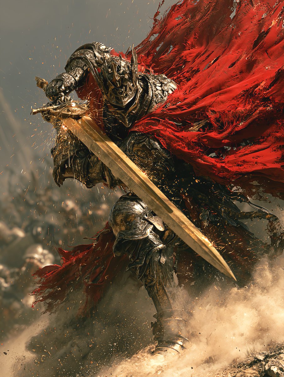 Alfred_Denes's tweet photo. - Ornate Armor, Red Cape, Gleaming Blade - https://t.co/YloGYfTSPK