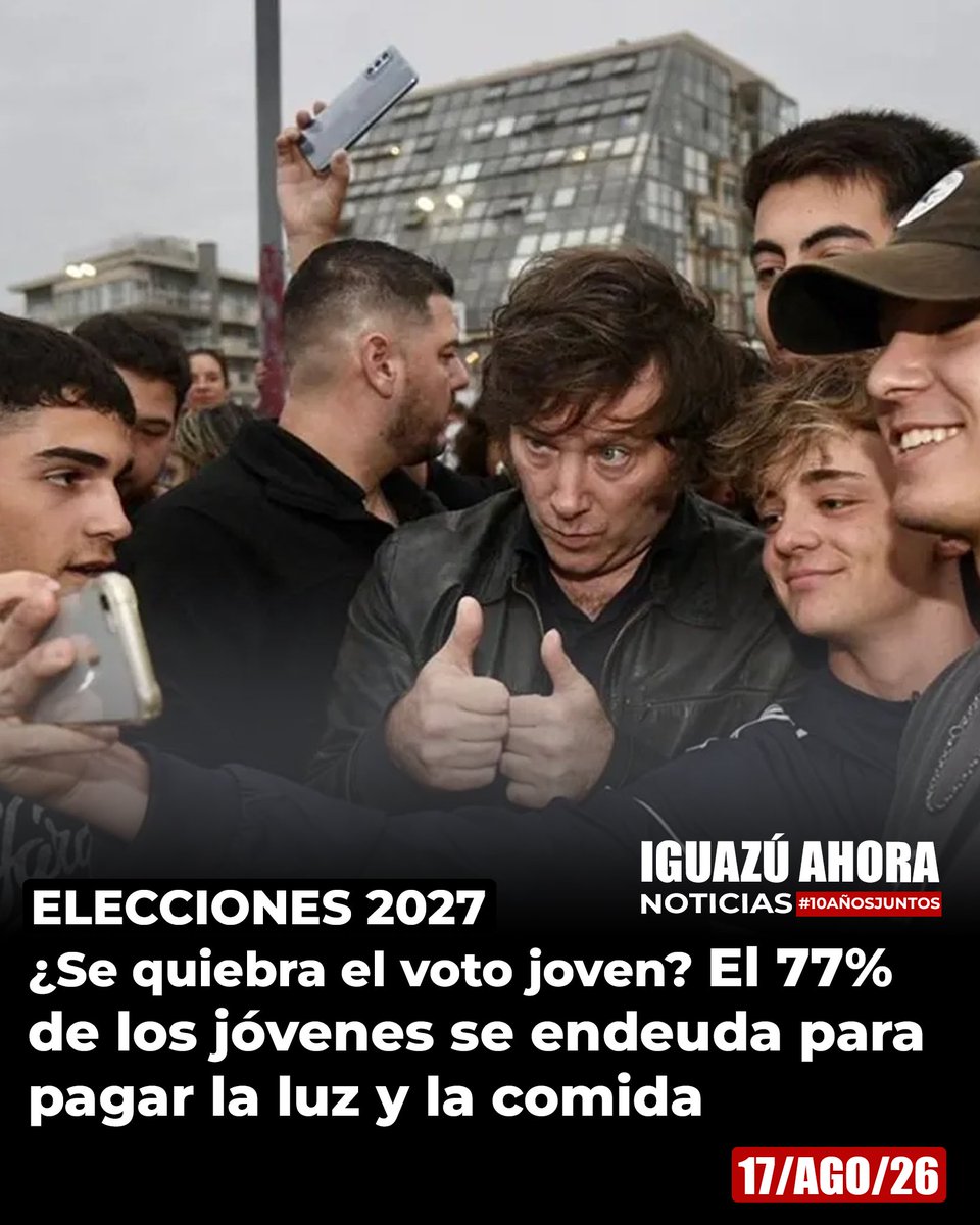 Iguazu_Ahora's tweet photo. #LLAseHunde #Queapague #LaLuz #ElúltimoenSalir
¿Se quiebra el voto joven? El 77% de los jóvenes se endeuda para pagar la luz y la comida
Nota: https://t.co/NLfRRUIBPx https://t.co/lhG8fTC1oR