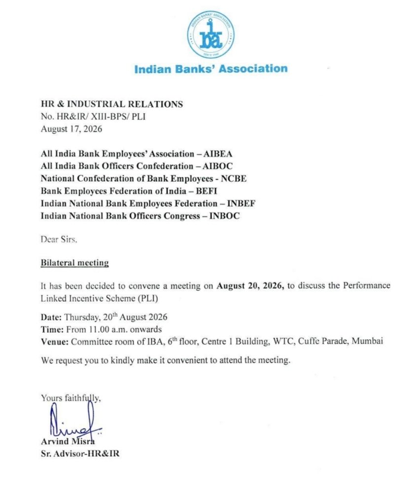Fair_Banker's tweet photo. @aiboc_in @AISBOF @AIBEAofficial @ChVenkatachalam @GirishArya_bms
@CBOAofficial
IBA meet 20th
We don't want PLI. Drop this petty item
Instead, demand merger of Spl Allow, Notional revn of BP=LIC wef Nov22. It is Permanent benefit
Let top Mgmt take any PLI
Be wise
#DROP_PLI https://t.co/uUu3bS5FXE