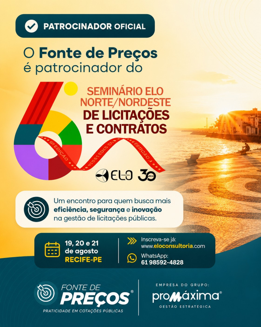 FonteDePrecos's tweet photo. O Fonte de Preços apoia o 6º Seminário Elo Norte/Nordeste de Licitações e Contratos.

Soluções que simplificam a rotina dos órgãos e contratantes públicos, com mais tecnologia, inteligência e conformidade.

19, 20 e 21 de agosto | Recife-PE

Inscreva-se https://t.co/fxYbmEI3TD