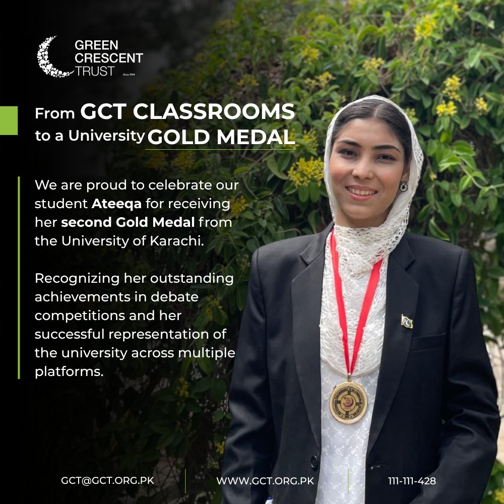 gctorg's tweet photo. A PROUD ACHIEVEMENT 🌟
From GCT Classrooms to a University Gold Medal. https://t.co/ytK1c5vfCa