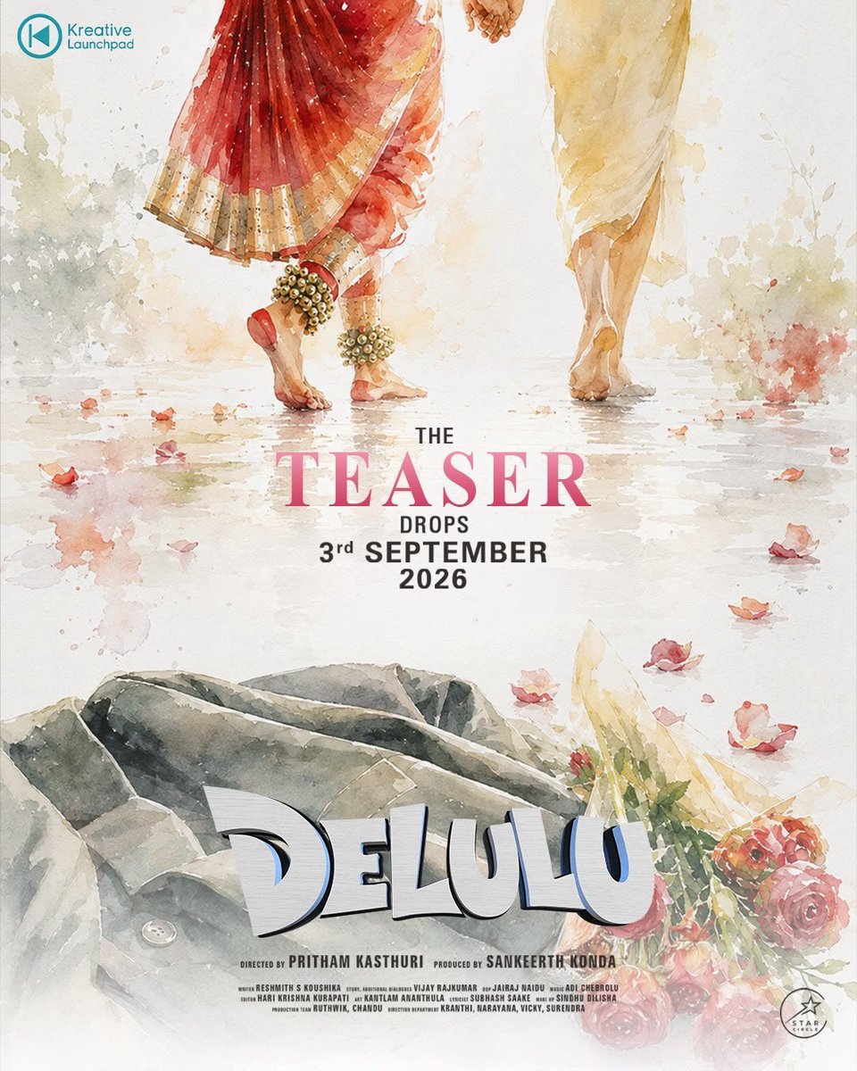 telugulyrics999's tweet photo. Love. Dreams. A little Delulu. 🌀❤️

#DeluluMovie The Teaser Drops — September 3rd! 👀✨

https://t.co/OVUBG2LSpX

@itzvijayraj @kondasankeerth
#kreativeLaunchPad
@prithamk369  @Saiprasannak
@lam_abhinay @TeamStarCircle
@VRMadhuPR https://t.co/HlSRBc5hbt