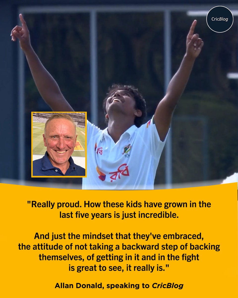 cric_blog's tweet photo. South Africa legend and former Bangladesh bowling coach Allan Donald on @BCBtigers' fantastic win against Australia in Darwin. ⚡️👊

#AUSvBAN https://t.co/GfZ0Q7lZ8T
