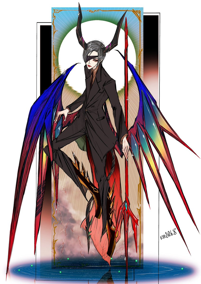 gameeye8739's tweet photo. オリキャラ妖怪最新作は前回の天使の対、悪魔ベリアルです👿
二つ合わせて来月の大阪での展示会用に頑張りました⭐️
#イラスト
#イラスト好きな人と繋がりたい
#妖怪 https://t.co/uT7A6JirNs