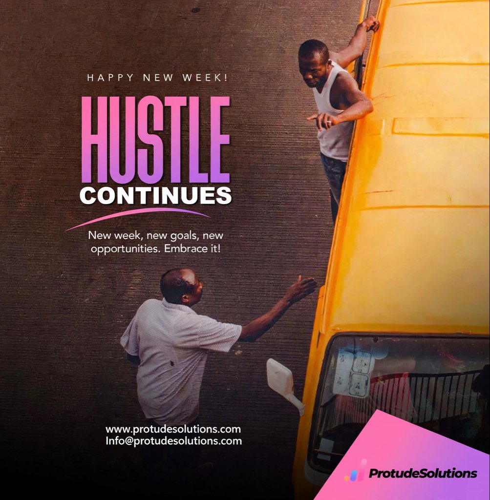 protude's tweet photo. Happy New Week fam! New goals. New energy. Same hustle.
What are you chasing this week? Let's build it together at ProtudeSolutions.

https://t.co/faq0wnUuEk

#NaijaHustle #MondayVibes #LagosHustle #KeepPushing #digitalmarketing https://t.co/CBrXuShQmp