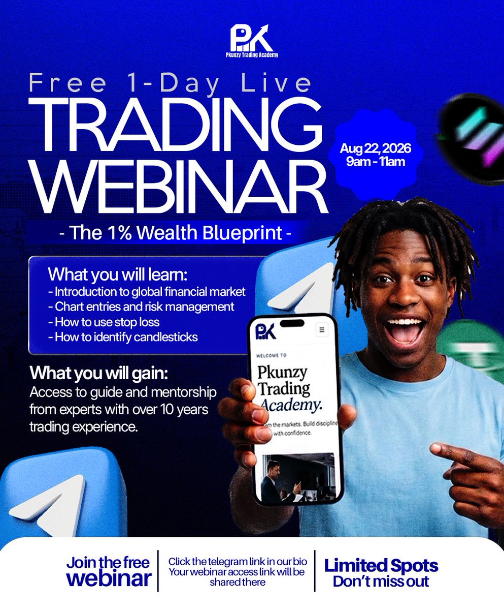 AdamYiosese's tweet photo. Trading doesn’t have to feel confusing. 📊
Join our FREE Live Trading Webinar this Saturday, August 22, from 9–11 AM.
We’ll cover chart entries, candlesticks, stop-loss &amp; risk management, all in one session.

Join via the Telegram link in our bio.
For educational purposes only. https://t.co/hResiJH2LY