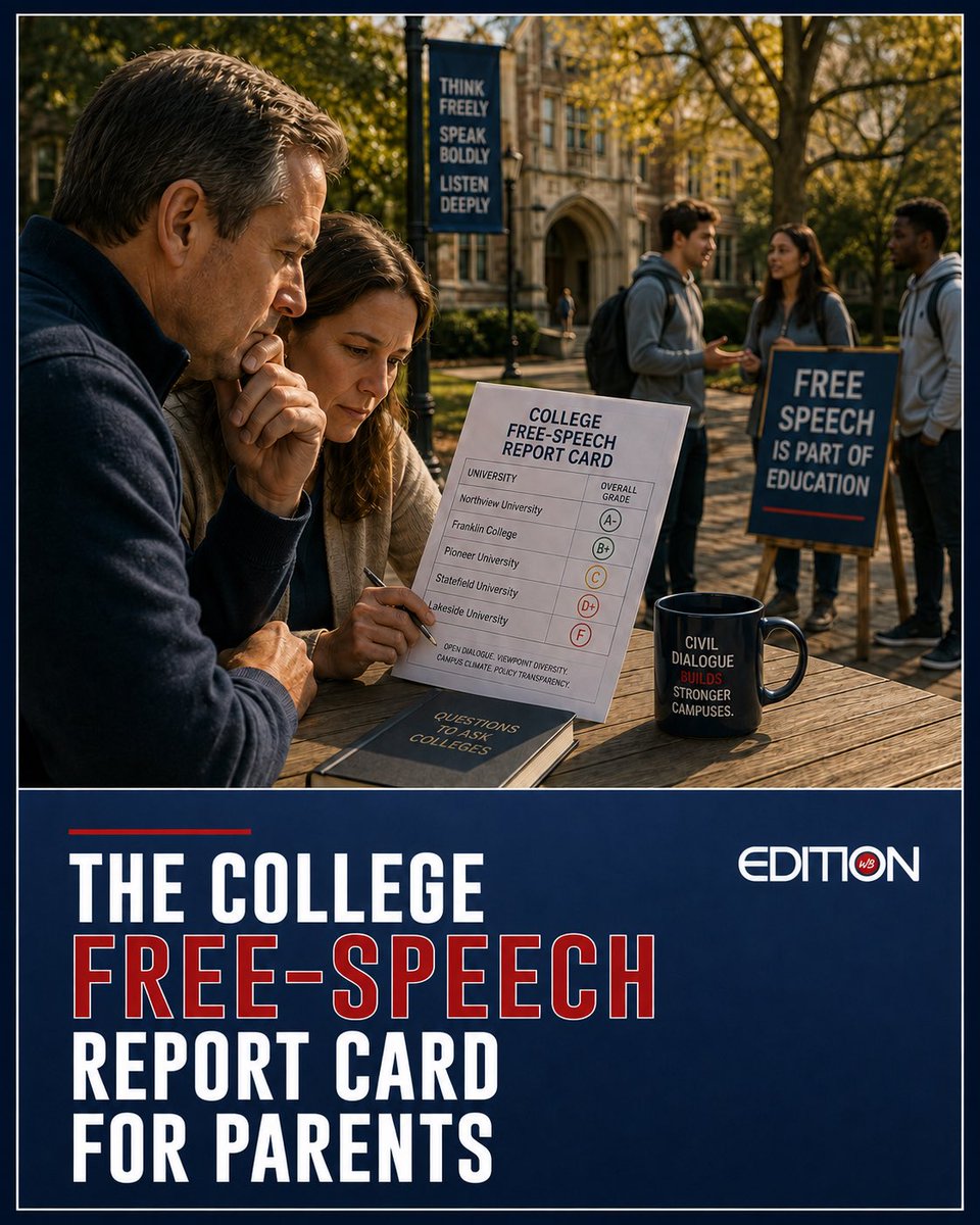 WBEdition's tweet photo. The College Free-Speech Report Card for Parents 📊🇺🇸

READ STORY 📲 https://t.co/UComaUkO7w

#FreeSpeech #AmericaFirst #Conservative #WBEdition #WBEditionMagazine https://t.co/EZR7fQFUa0