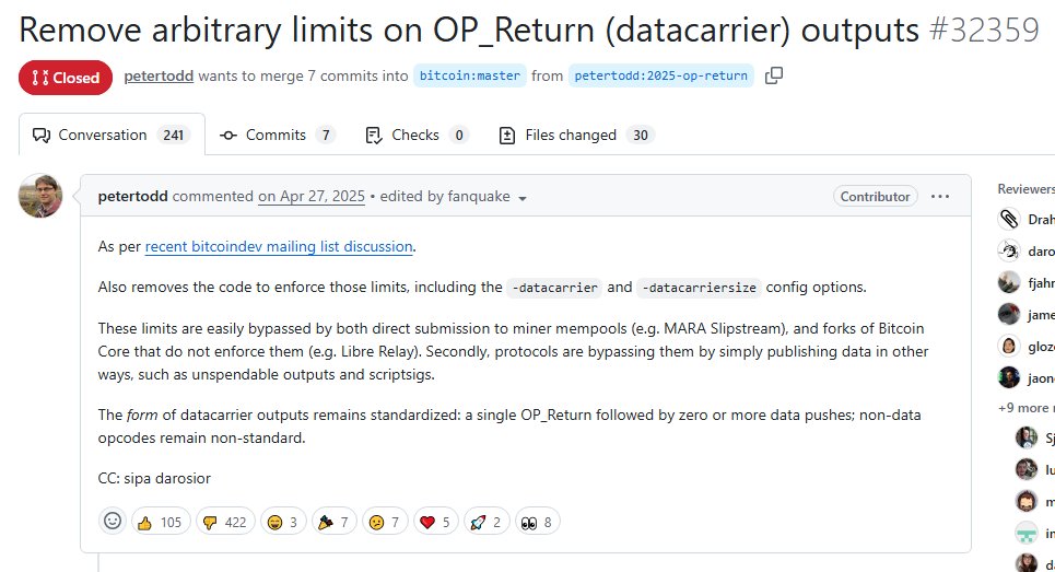 hodlonaut's tweet photo. 1/
@peterktodd, author of the commissioned OP_RETURN uncap PR that kicked off BIP-110 immune response, spent the summer pitching two related ideas (not for the first time) for funding miners long-term: 

- tail emissions (a permanent, ongoing trickle of newly created bitcoins paid to miners after the block subsidy ends, effectively a slow inflation that dilutes all existing holders)

- demurrage (a direct “holding tax” charged on coins that sit idle for a long time and are later spent, with the proceeds routed to miners)