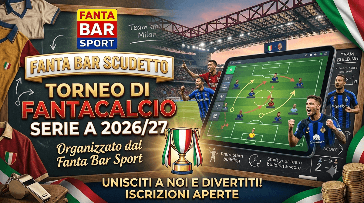 FantaBarSport's tweet photo. Ci sono ancora posti disponibili per il nostro primo torneo di #fantacalcio ufficiale dedicato al Campionato Italiano di Calcio di #SerieA... ti aspettiamo!
https://t.co/uJ1Z3Bfqeo https://t.co/OW0ySNiEWb