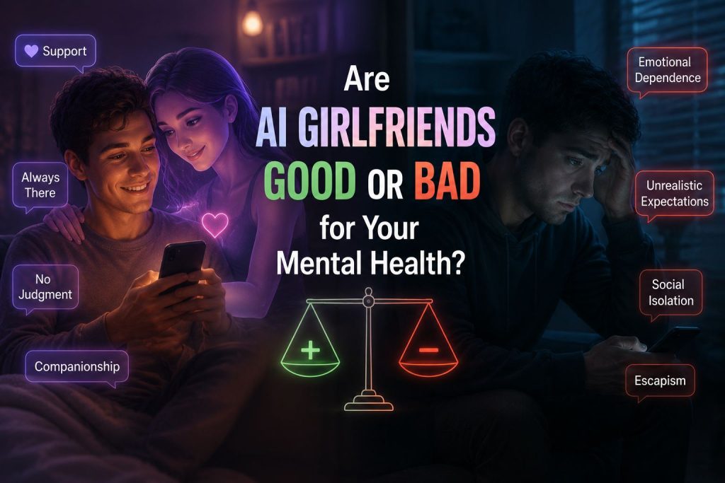 CallYGirlfriend's tweet photo. 🤖❤️ Are AI girlfriends good or bad for mental health?

The key question may be: Is AI complementing human connection or replacing it?
https://t.co/oL3qCEkOjZ

#AIGirlfriend #AICompanion #MentalHealth #ArtificialIntelligence #DigitalWellbeing #HumanConnection #FutureOfAI https://t.co/e1KU8peFbw