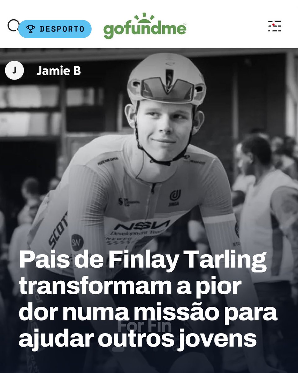 ahorahnoticias's tweet photo. Campanha oficial criada em memória de Finlay Tarling já angariou quase 30 mil libras. Os fundos vão apoiar jovens ciclistas e criar um legado em nome do atleta.
👉 Leia mais aqui https://t.co/5IKIPg1ryt
#FinlayTarling #ForFin #VoltaAPortugal #Ciclismo #GoFundMe https://t.co/kUe0FBNHmd