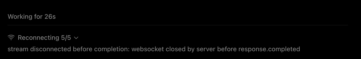 LeEauvk's tweet photo. Is it me, or today Codex is little bit unstable? I got like 2-3 times reconnect messages. https://t.co/ft0lKkkiRO