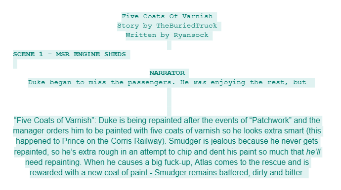 Ryans0ck's tweet photo. When I say I worked on this script for 5 years I mean that literally. There's so many drafts and tweaks I made from the first version up until @/dcg12b recorded the V/O (he's doing an awesome job, thank you for Irish Smudger) - here's the first idea (26th August 2021) https://t.co/DKFq19AQ2w