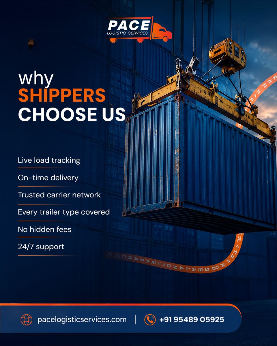 pacelogistic's tweet photo. Reliable freight transport shouldn't be a guessing game. 

We, at Pace, connect shippers with seamless freight solutions that keep supply chains moving without delays or surprises.

Streamline your shipping operations with a partner you can trust. 

📞 +91 95489 05925 https://t.co/LGXfCBHf7Z