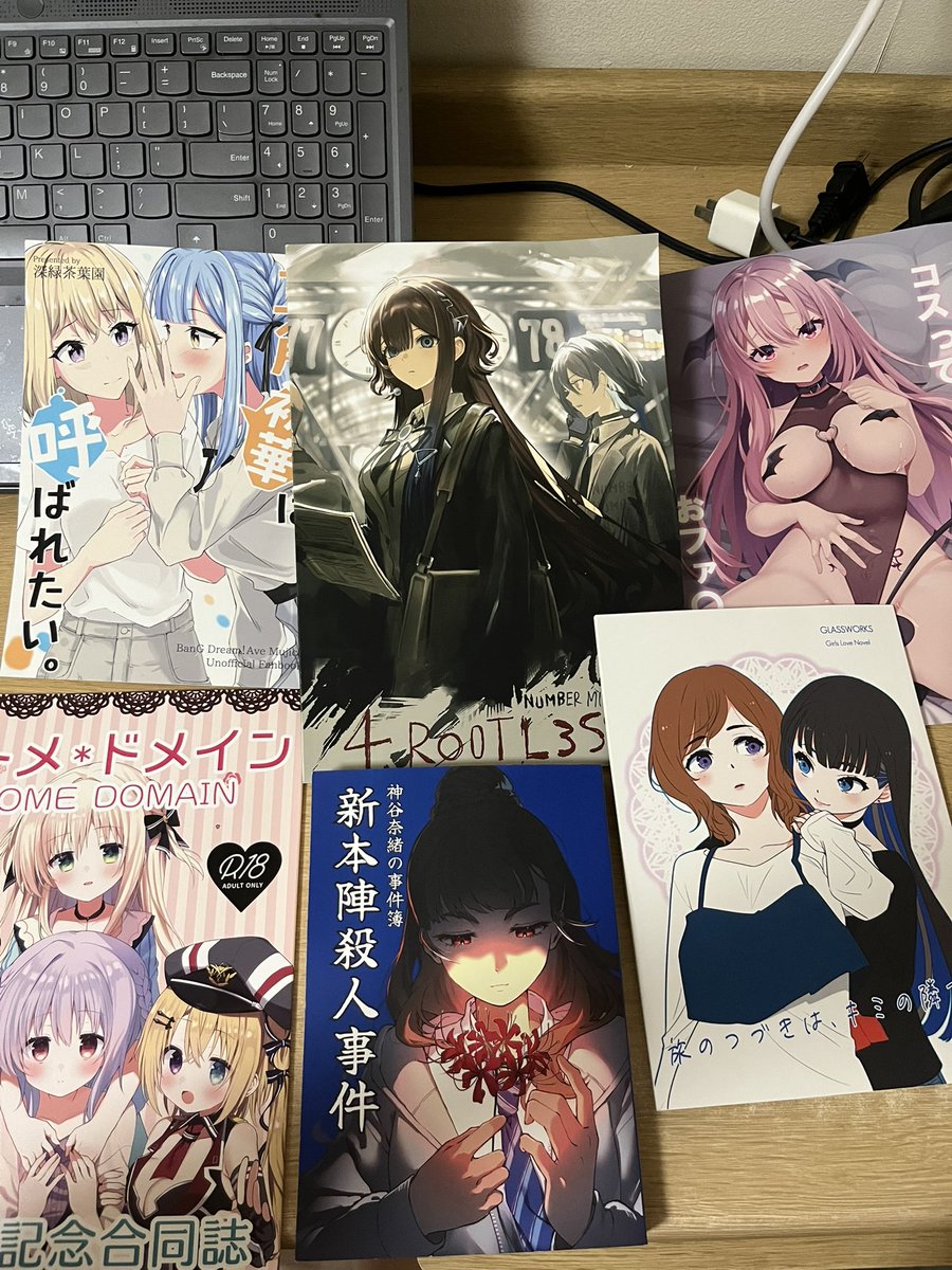 linxishaka's tweet photo. 初めてコミケに参加しました！事前に会場のマップをちゃんと確認していなかったので、かなり迷ってしまい、欲しかったものもたくさん見つけられませんでした。結局、買えたのはこれだけです🥲
でもすごく楽しかったので、冬コミにもまた参加したいです！ https://t.co/uaNQ5C3vne