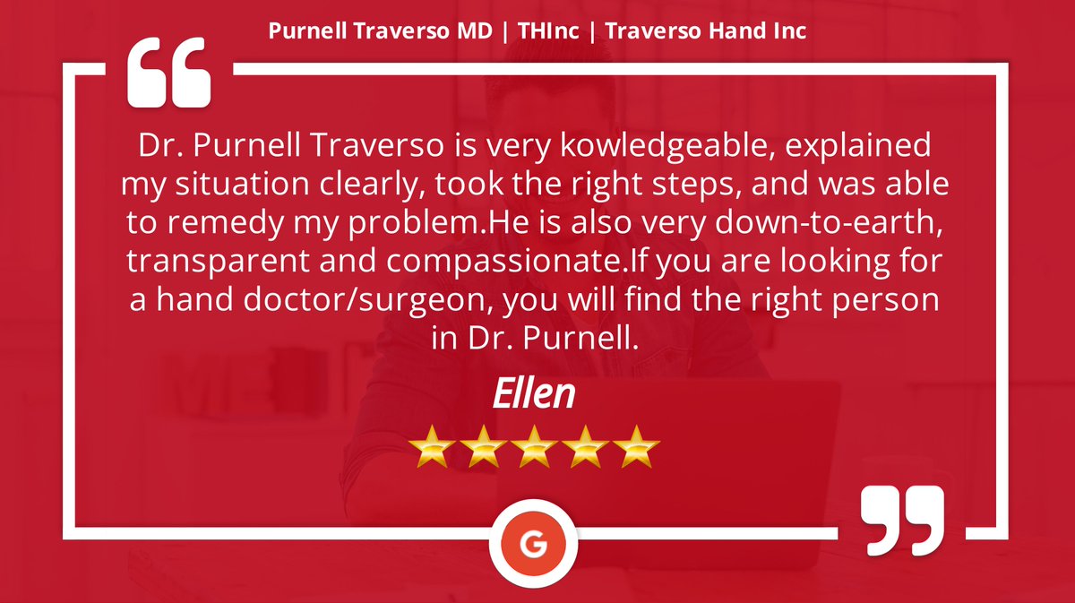 streamingmarv's tweet photo. 5 Star: ellen "Dr. Purnell Traverso is very kowledgeable, explained my situation clearly, took the..." https://t.co/BePvDTgdpy