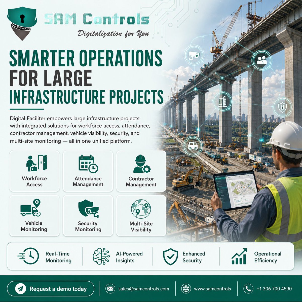 samcontrolsinc's tweet photo. Gain greater control across complex projects with Digital Faciliter connecting workforce access, attendance, contractors, vehicles, security and multi-site monitoring.
https://t.co/qp9lIGFYmd
#Infrastructure #ConTech #SAMControls https://t.co/mGDlQJNN0D