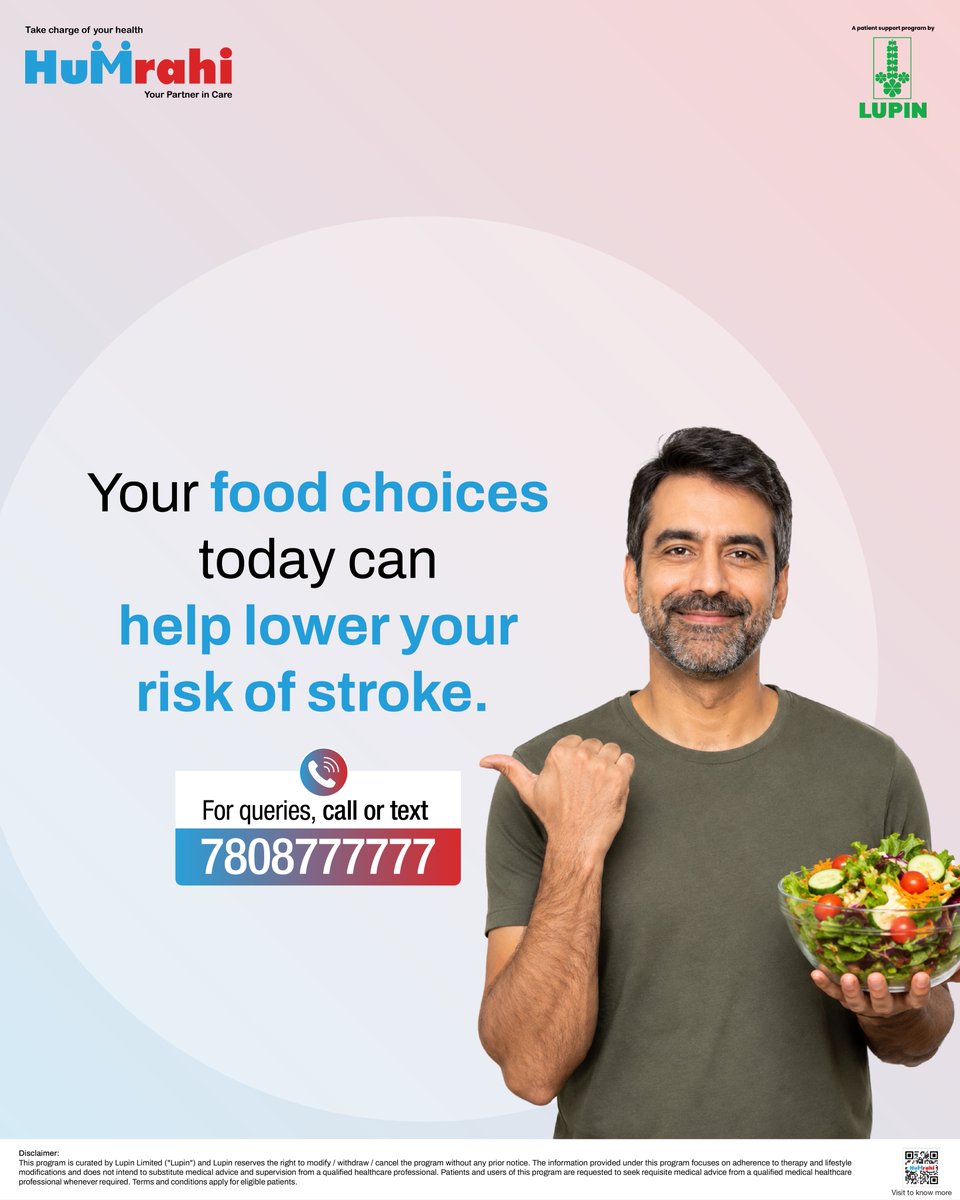 HumrahiCare's tweet photo. Stroke prevention can start with your next meal.
What we eat can affect blood pressure, cholesterol and blood sugar all linked to stroke risk.

🤝Better choices start with understanding with Humrahi, your partner in care.

🔗Humrahi website/app: Link in bio
📞7808777777

#Humrahi https://t.co/eh0euUb0t1