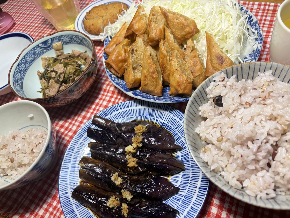 titimesi's tweet photo. 春巻　🍆　高菜豚　ころつけ https://t.co/gBDtXeORJe