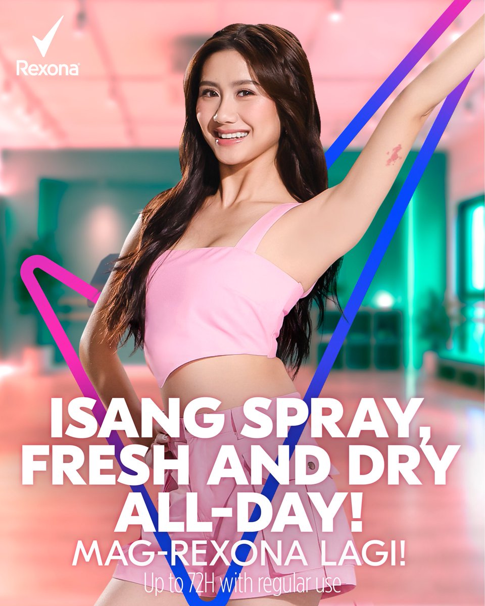 Rexona_PH's tweet photo. Dance class after another? No sweat! Just like Sheena, isang spray lang keeps you fresh and dry all day. (Up to 72H with regular use.) Mag-Rexona lagi!
#FreshnessPitCheck #RexonaPH #RexonaPhilippines #BINIxRexona https://t.co/CYgybHE1oB