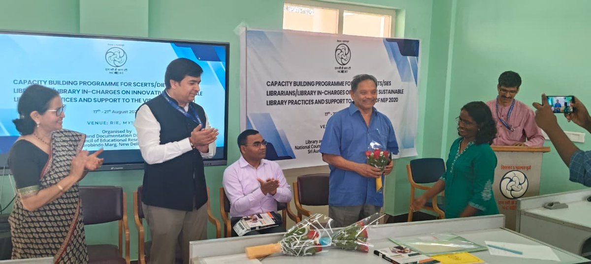 RIEMYSURU's tweet photo. The Library and Documentation Division (LDD), NCERT, New Delhi, organized the five-day Capacity Building Programme  on “Innovative Sustainable Library Practices and Support to the Vision of NEP 2020” on 17 August 2026 at RIE Mysuru under PAC programme 15.05. https://t.co/ST5CKgoiUd