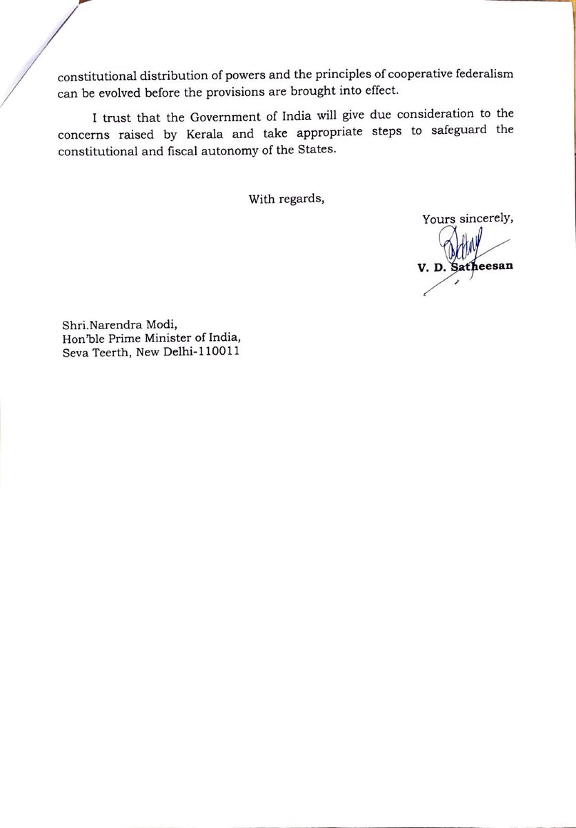 vdsatheesan's tweet photo. Wrote to Hon’ble Prime Minister @PMOIndia Shri @narendramodi Ji urging reconsideration of provisions in the Mines and Minerals (Development and Regulation) Amendment Bill, 2026 that restrict the constitutional taxation powers of States over mineral rights and mineral-bearing lands.