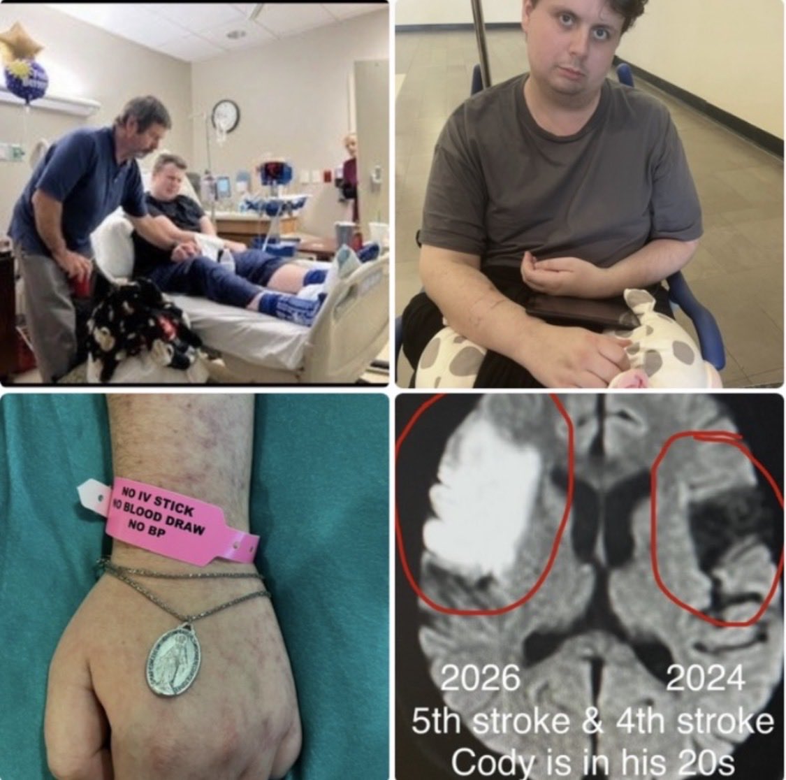 Amothersanthem's tweet photo. Cody’s C-19 vaccine injury is beyond terminal now- Please help if you can- help me stay at his side as Cody will not live without the extreme efforts being worked on to get his immune system reset. This cannot be done in Japan, that is not the right therapy for him, for him- Cody needs CAR-T therapy which the politicians and hospitals are working on for him now. 

Please help if you can- 90 days in hospitals this year. Now he needs to be transferred to an even more specialized hospital where Cody can get “compassionate use” CAR-T therapy to reset his immune system. I will post a video as soon as I can. Please help if you can. 

We are 2.5 hours away from home
And now need to prepare to have Cody transferred where he can get this off-label treatment to save his life. I- his mother has been staying at his side without leaving the hospital or the hospitals for over 90 days. Dad stayed with Cody out of work without pay for over 90 days and he’s just gone back to work recently. We have a lot of catch-up to do in incredible amount of medical bills, but living expenses almost like being in a hotel for 90 days have been incredible. Please help us to stay by a side and help with co-pays please, and only if you can. 

Dad is coming on the weekends and I’m here full-time to watch over Cody and to help guide his care.  We can’t do this without help. This past five years of continuous care without government funding/help has financially devastated us.

We need your help to fight for Cody! 

Give send go link: 
https://t.co/HEherfC1qj