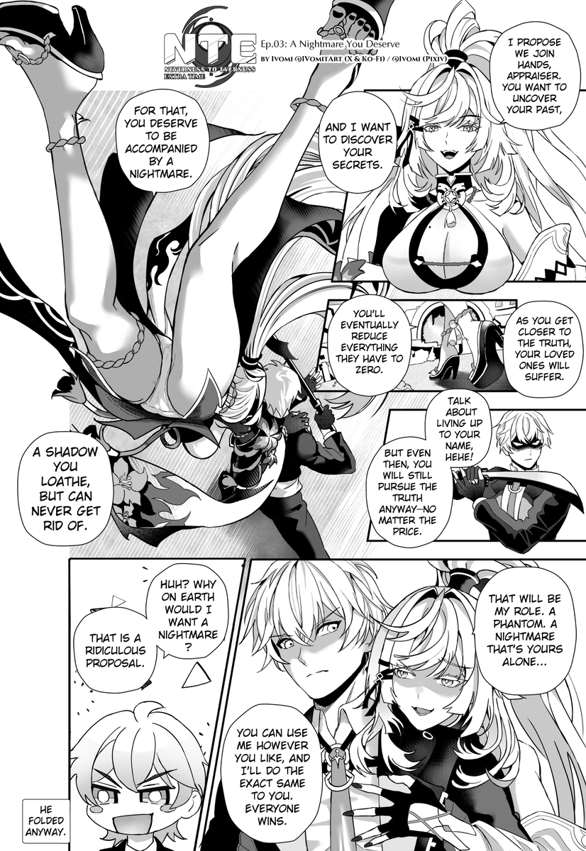 IVomitArt's tweet photo. Episode 3: A Nightmare You Deserve👁️⏳
Appraisers around the world will face the prospect of embracing a long nightmare named Zankou... and they'll be more than happy to do so. 🖤🔥
📖Check the Pixiv link in my bio for the full NTE comic archive!
#NevernessToEverness #NTE https://t.co/9cgu2oHLeT