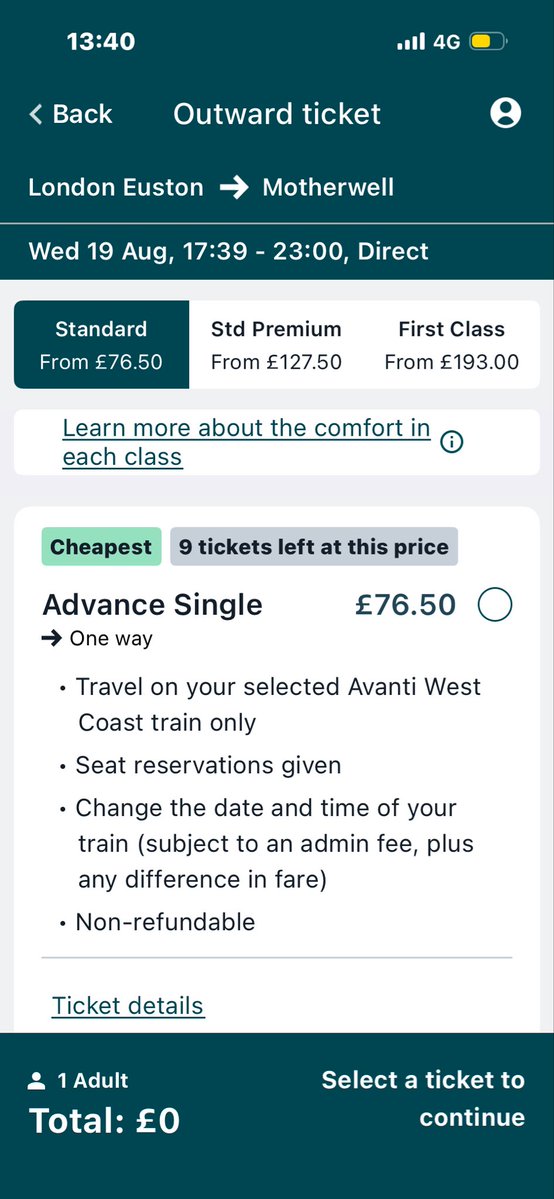 _thisisscotland's tweet photo. Why are @AvantiWestCoast ripping people off like this? If I want to get a ticket from London to Preston, they’re charging £190.00. But if I book the same departing train all the way to Motherwell (much further)  it’s £76. I can then just get off at Preston anyway a save £120?! https://t.co/xB6AjQevRZ