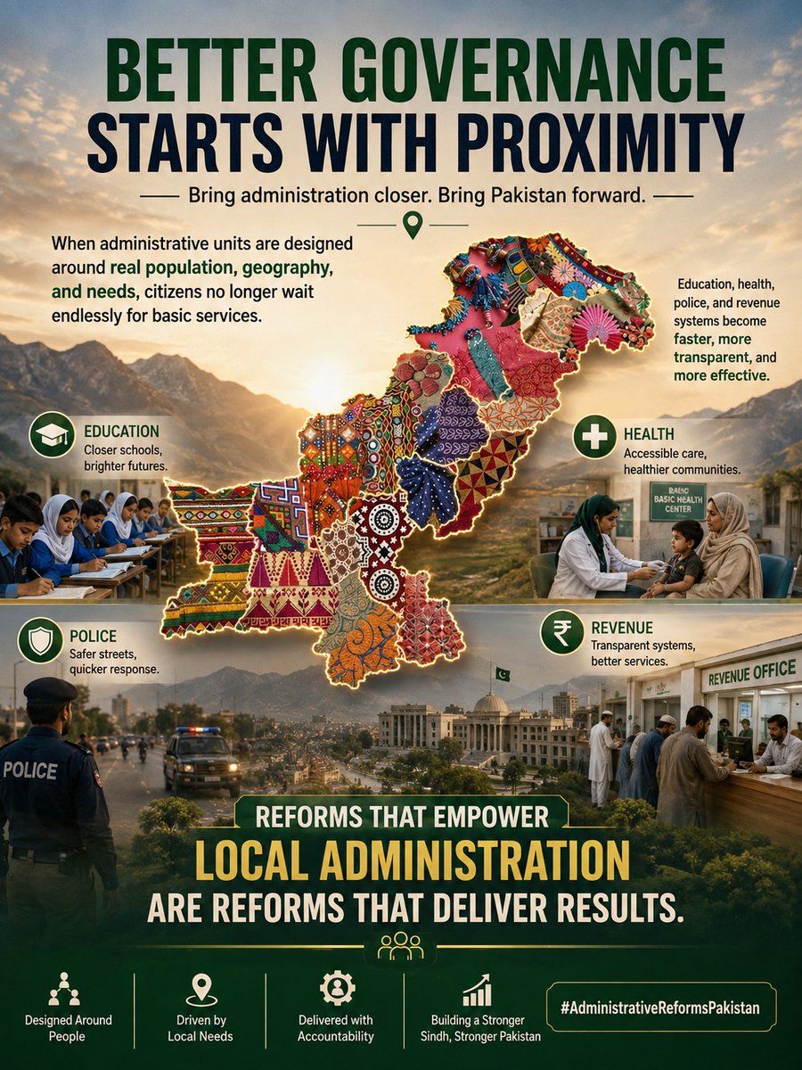 KarachiTimes123's tweet photo. #AdministrativeReformsPakistan
Administrative reforms can help bring government closer to citizens, improve service delivery, strengthen regional representation and ensure more equitable development. Empowered administrative units can better address local needs while contributing to stronger governance across Sindh and Pakistan.
