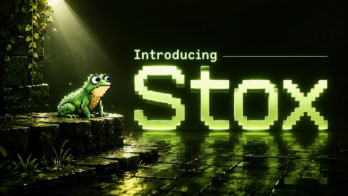 tryStox's tweet photo. Introducing Stox. 

Stox is a blockchain-native platform that makes trading equities simple and accessible through your crypto wallet. It brings traditional assets like AAPL, TSLA, and SPY on-chain, combining self-custody, transparent pricing, on-chain liquidity, and fast settlement into a clean trading experience.

Launching soon…