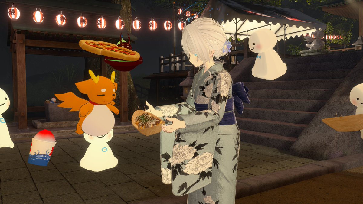 SabotenVRCh's tweet photo. 視聴者参加型配信で夏を満喫～♪
Vketの時も思ったけどお祭りの屋台ってテンション上がっちゃう↑↑ https://t.co/tn7ZTawQok