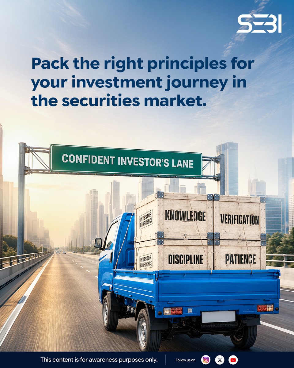 SEBI_India's tweet photo. Build smart investing habits today for informed decisions tomorrow.

#SEBI #SEBIInvestorWebsite #InvestorAwareness #GoodInvestingHabits #FinancialLiteracy https://t.co/4hqsnws86X