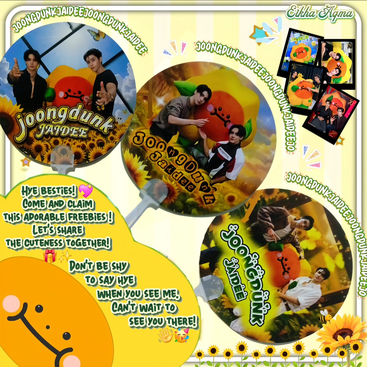 eikha95771's tweet photo. Hye #dungjang... here have some freebies for #joongdunkjaidee cs this coming Saturday.... say hye and claim this cutest freebies....see u there... https://t.co/k5LysBtGzW
