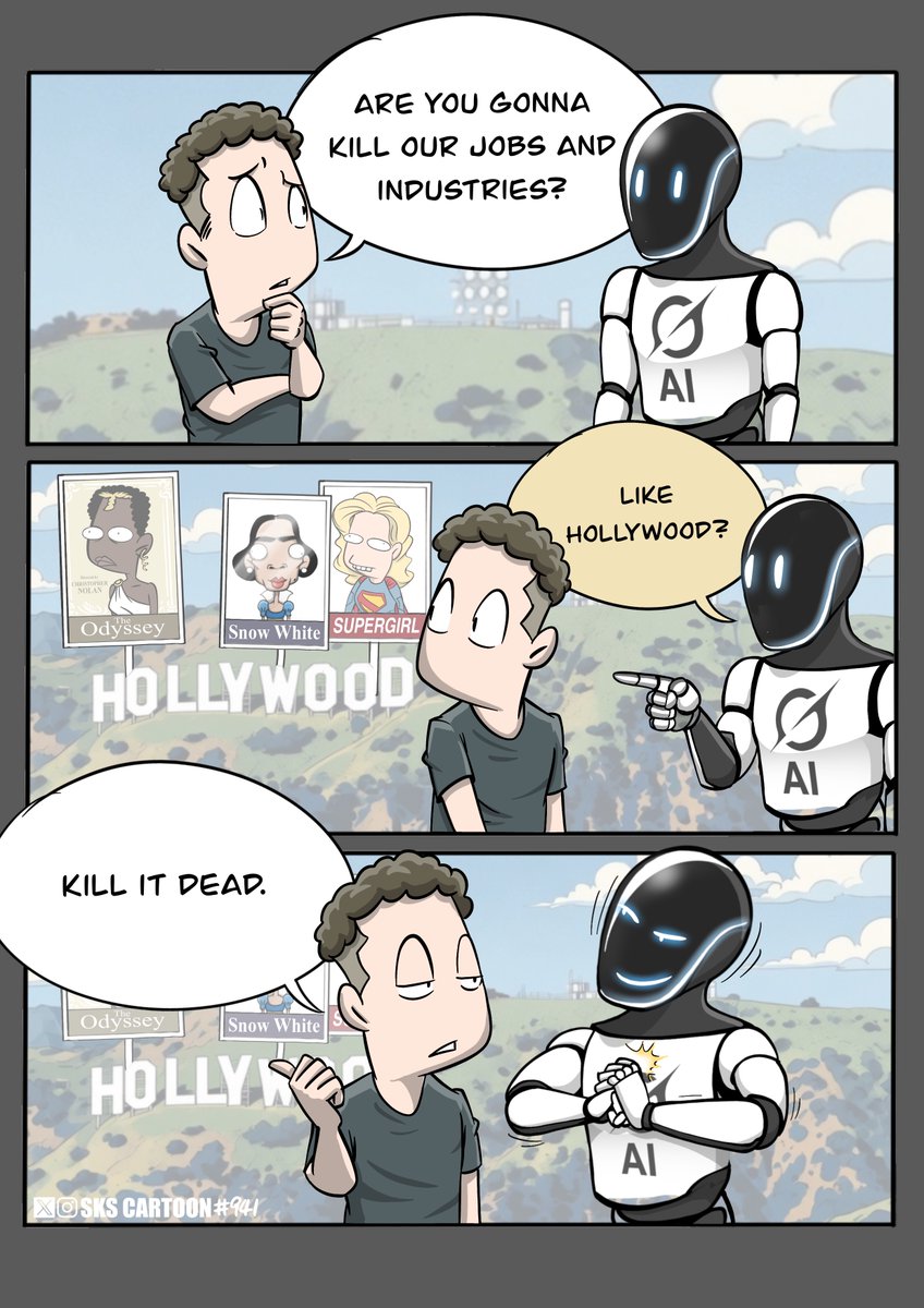 skscartoon's tweet photo. Who wants AI to kill Hollywood? https://t.co/66lcUC7Der