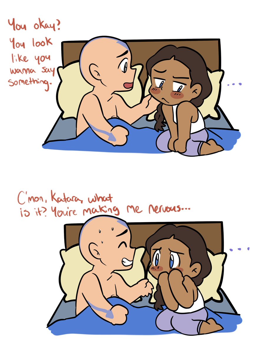 caroliner_draws's tweet photo. the absolute most cringe comic I’ve ever made but I’m free so who cares (1/2) #Kataang https://t.co/HZGrPqf76I