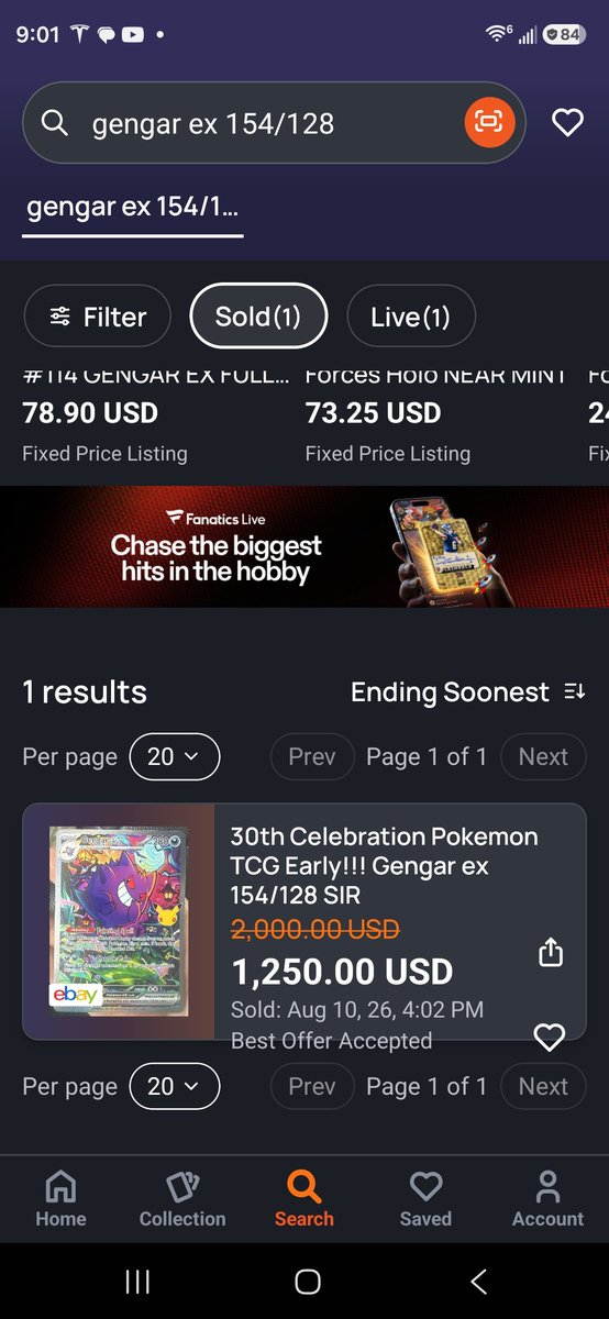 W0rstPlayerNA's tweet photo. @PokemonFindr It shows it had a best offer accepted, so this is misinformation 

Actual sale price $1250 https://t.co/TpUCSXfRCt