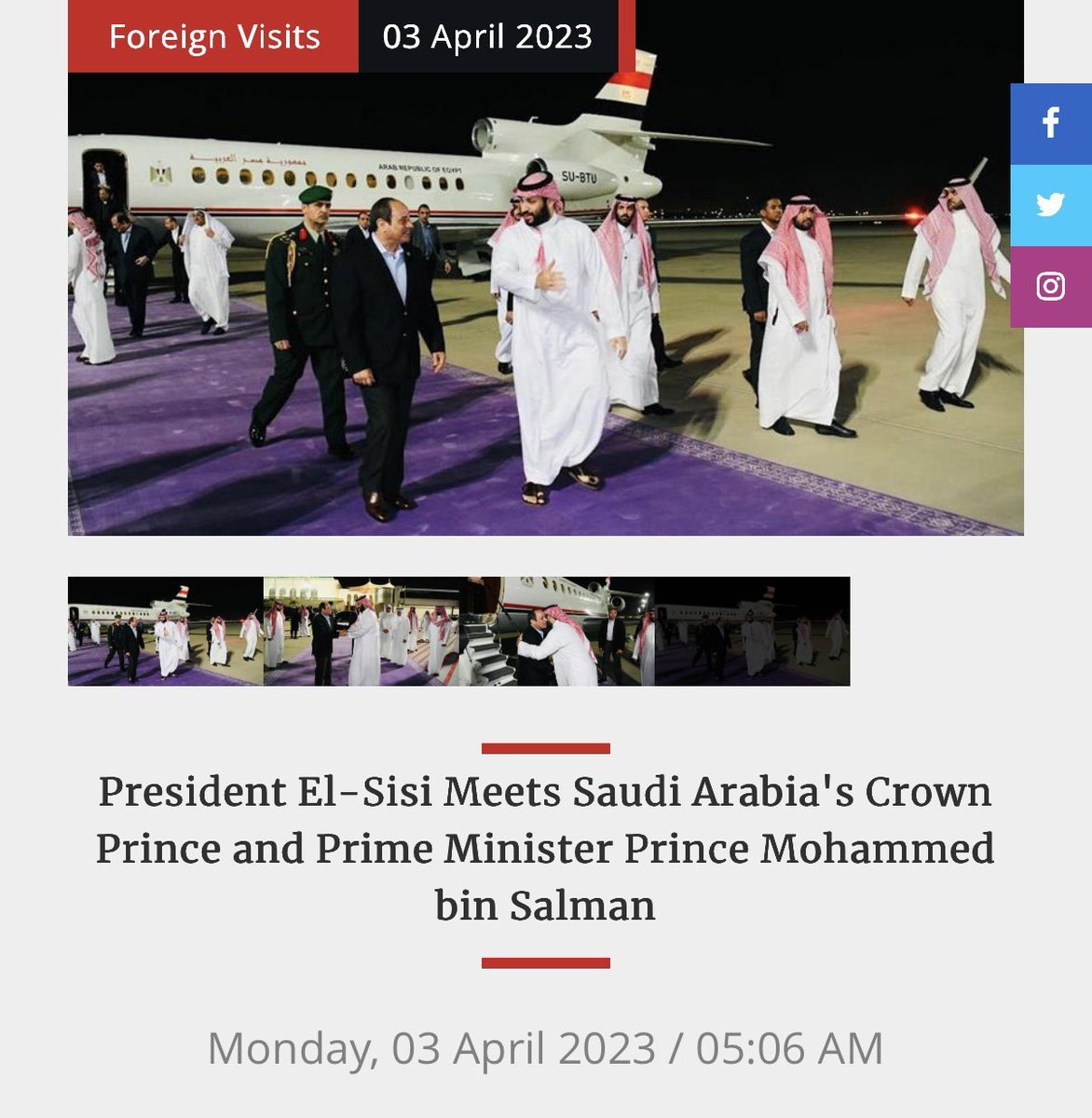 ProjectConstitu's tweet photo. ‼️ FOLLOW-UP: The OTHER Egyptian Plane in Provo On Sept 10 Is Also Part Of The Egyptian Presidential Fleet — It Was El-Sisi’s Personal Jet 🇪🇬

Yesterday I posted the Fox News clip from the October 13 Gaza Peace Summit showing SU-BTT sitting on the tarmac right next to Air Force One in Egypt.

Today we’re talking about the other one: SU-BTU.

This is the plane that was on the ground in Provo the day Charlie Kirk was killed. Its transponder was being flipped on and off all day — including at the exact windows when Andrew Kolvet’s plane and Erika Kirk’s plane arrived. Satellite imagery from that day shows it was parked on the tarmac at Dunkin Aviation with the stairs down and the door open.

We reported months ago that this aircraft is directly tied to Egyptian President Abdel Fattah el-Sisi.

Now the receipts are official.
Straight from the Egyptian Presidency’s own website: On April 3, 2023, President el-Sisi flew into Riyadh on SU-BTU for a high-level meeting with Saudi Crown Prince Mohammed bin Salman. The photos show him walking the purple carpet right off that exact plane.
Same tail number. Same regime. Same VIP aircraft.

This is the plane that was sitting open on the Provo tarmac while Charlie was murdered — and it belongs to the Egyptian president.

Candace called this months ago. The Egyptian government just confirmed it in their own archives.
They keep handing us the receipts.